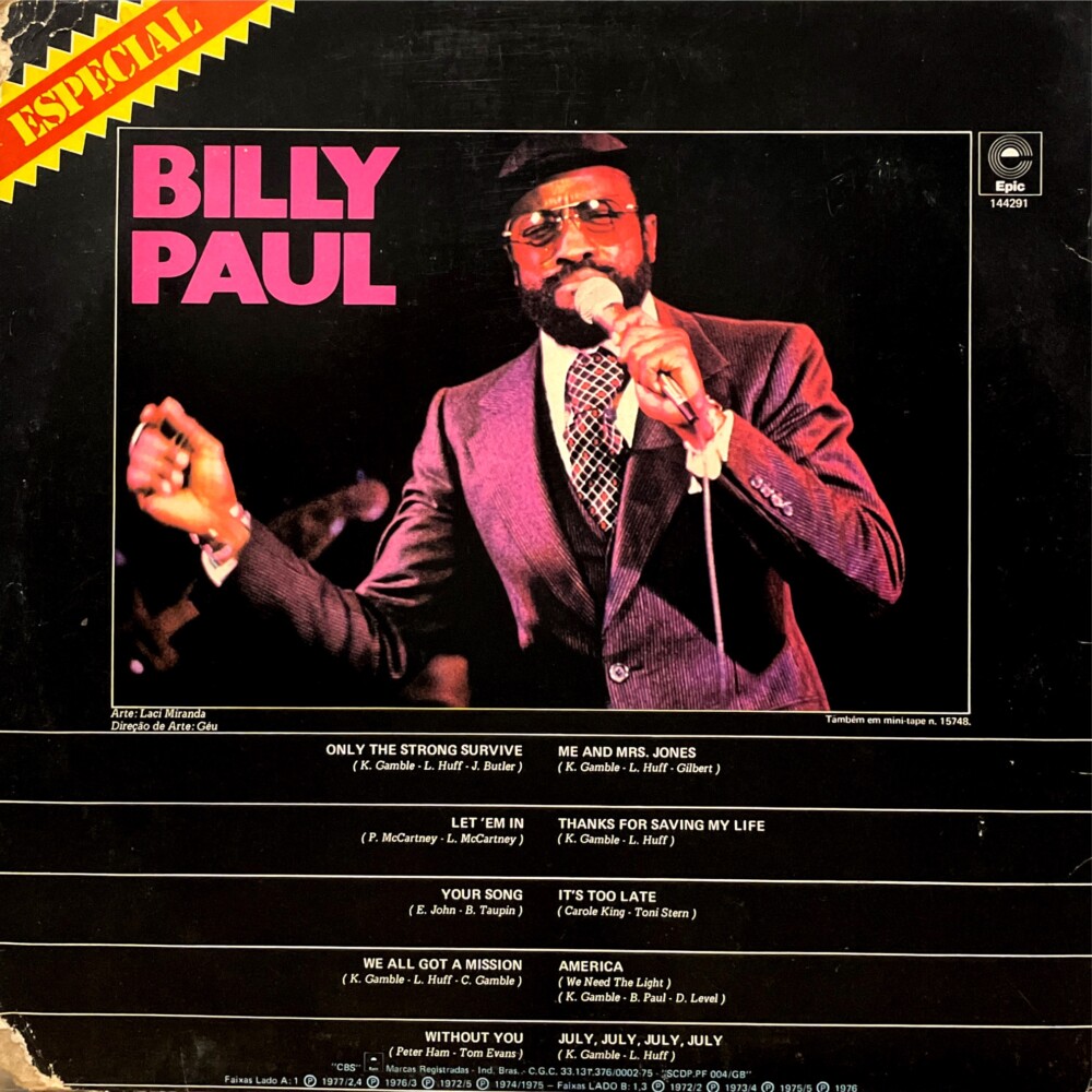 Billy Paul morreu no último domingo e deixou um legado de 15 discos