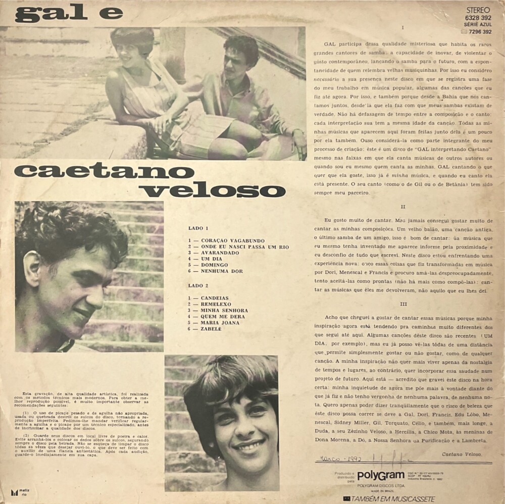 Gal e Caetano Velloso - Domingo (1967/1982) - Estilhaços Discos